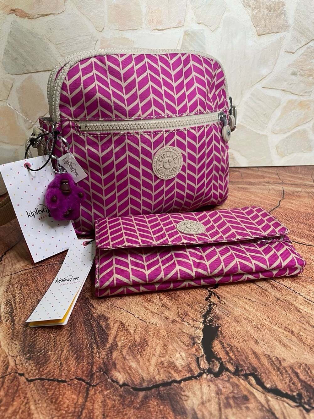 Kipling Keefe Printed Crossbody Bag and Wallet Set